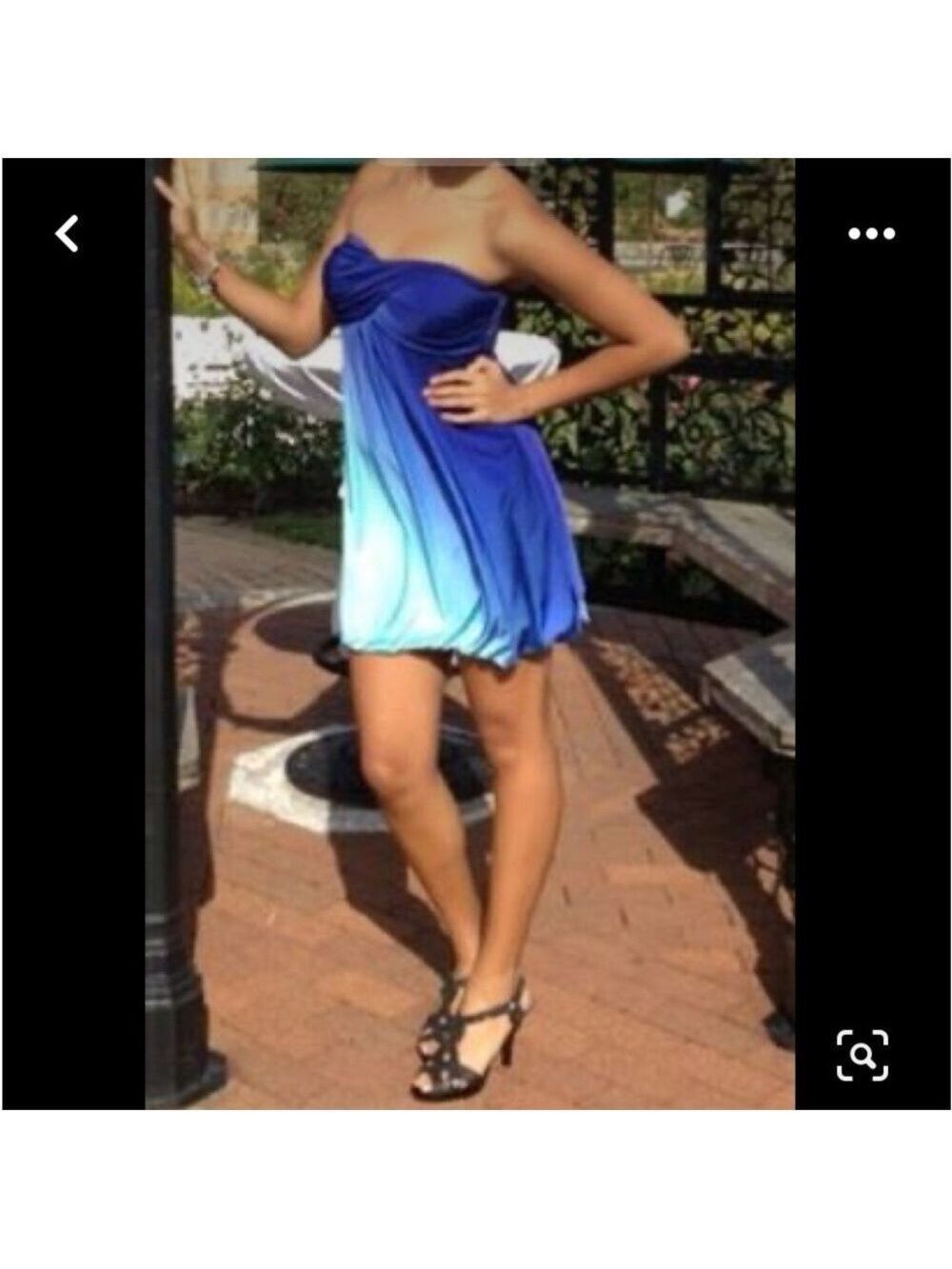 Xscape Blue Y2K Ombré Bubble Cocktail Dress Size 4 - Picture 12 of 12